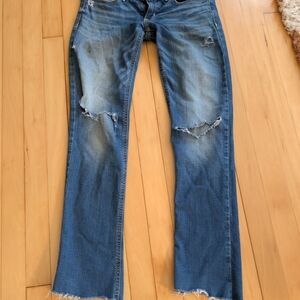 Hollister Straight Leg Distressed Jeans - Blue